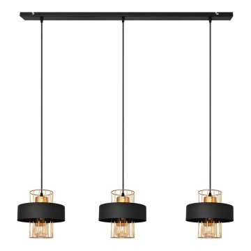 Luster na lanku VOLTA 3xE27/15W/230V čierna/zlatá