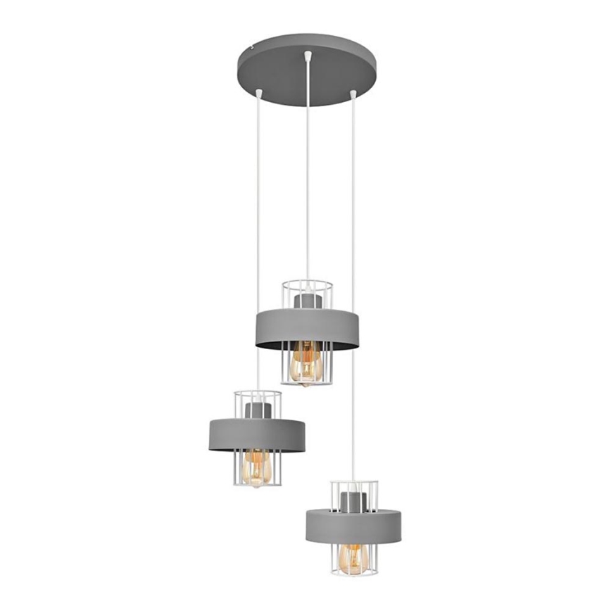 Luster na lanku VOLTA 3xE27/15W/230V pr. 42 cm šedá