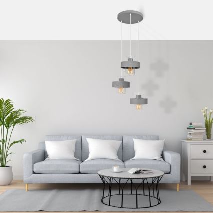 Luster na lanku VOLTA 3xE27/15W/230V pr. 42 cm šedá