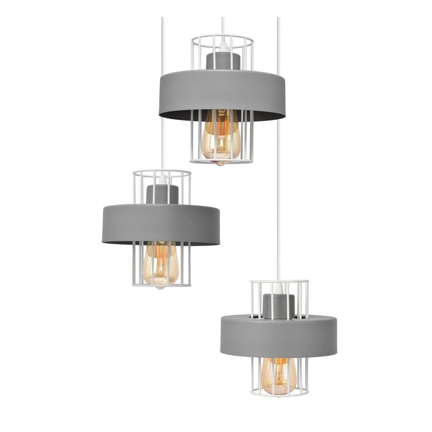 Luster na lanku VOLTA 3xE27/15W/230V pr. 42 cm šedá