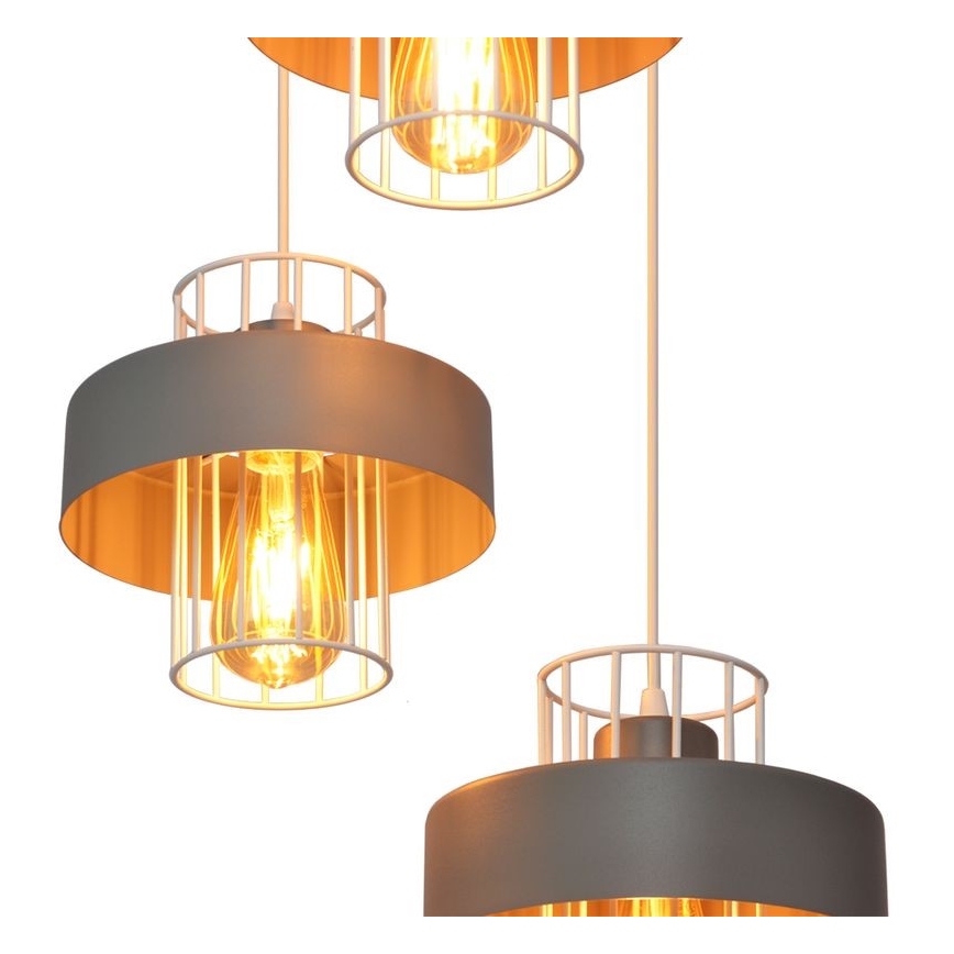 Luster na lanku VOLTA 3xE27/15W/230V pr. 42 cm šedá