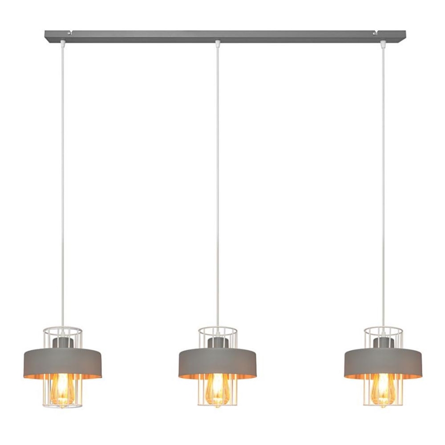 Luster na lanku VOLTA 3xE27/15W/230V šedá