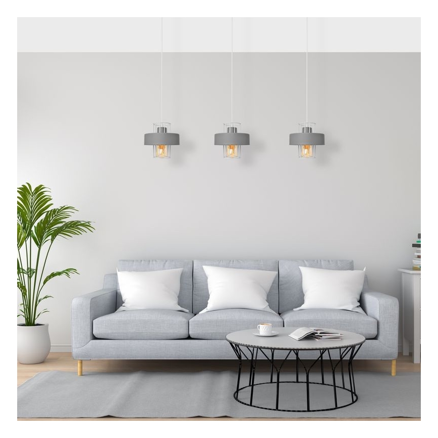 Luster na lanku VOLTA 3xE27/15W/230V šedá