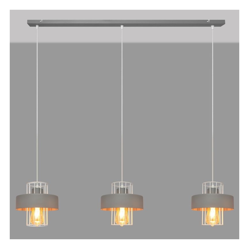 Luster na lanku VOLTA 3xE27/15W/230V šedá