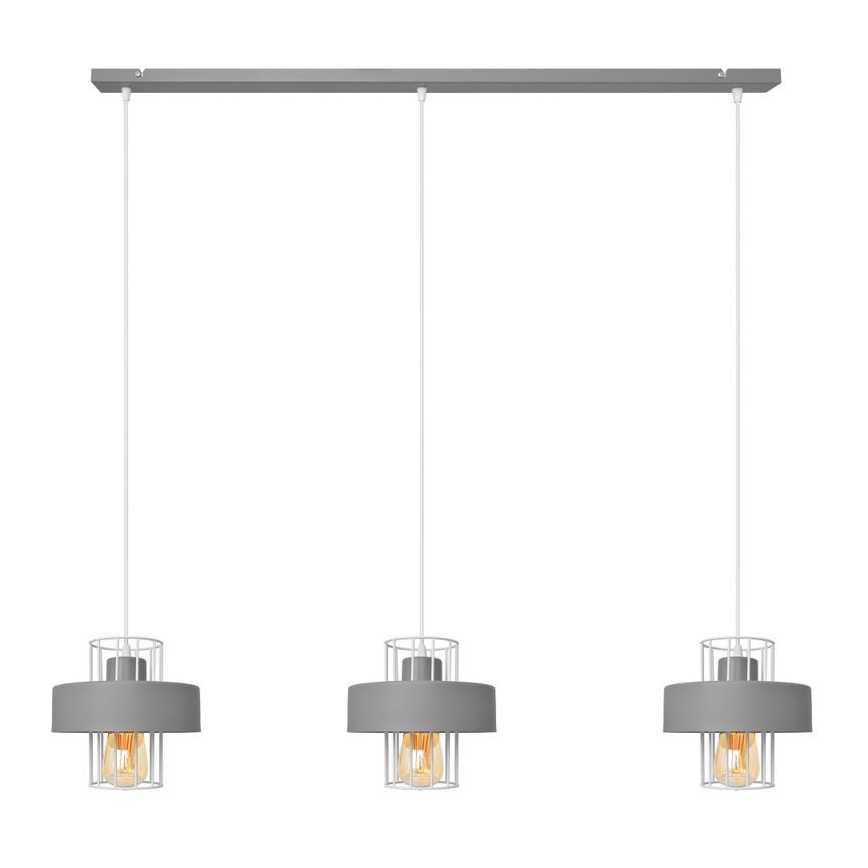 Luster na lanku VOLTA 3xE27/15W/230V šedá
