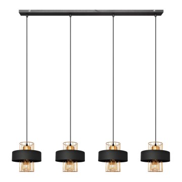 Luster na lanku VOLTA 4xE27/15W/230V čierna/zlatá