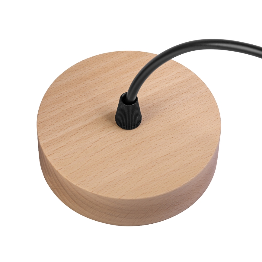 Luster na lanku WOODNEST 1xE27/15W/230V borovica/dymová čierna