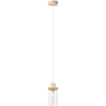 Luster na lanku WOODNEST 1xE27/15W/230V borovica/krémová