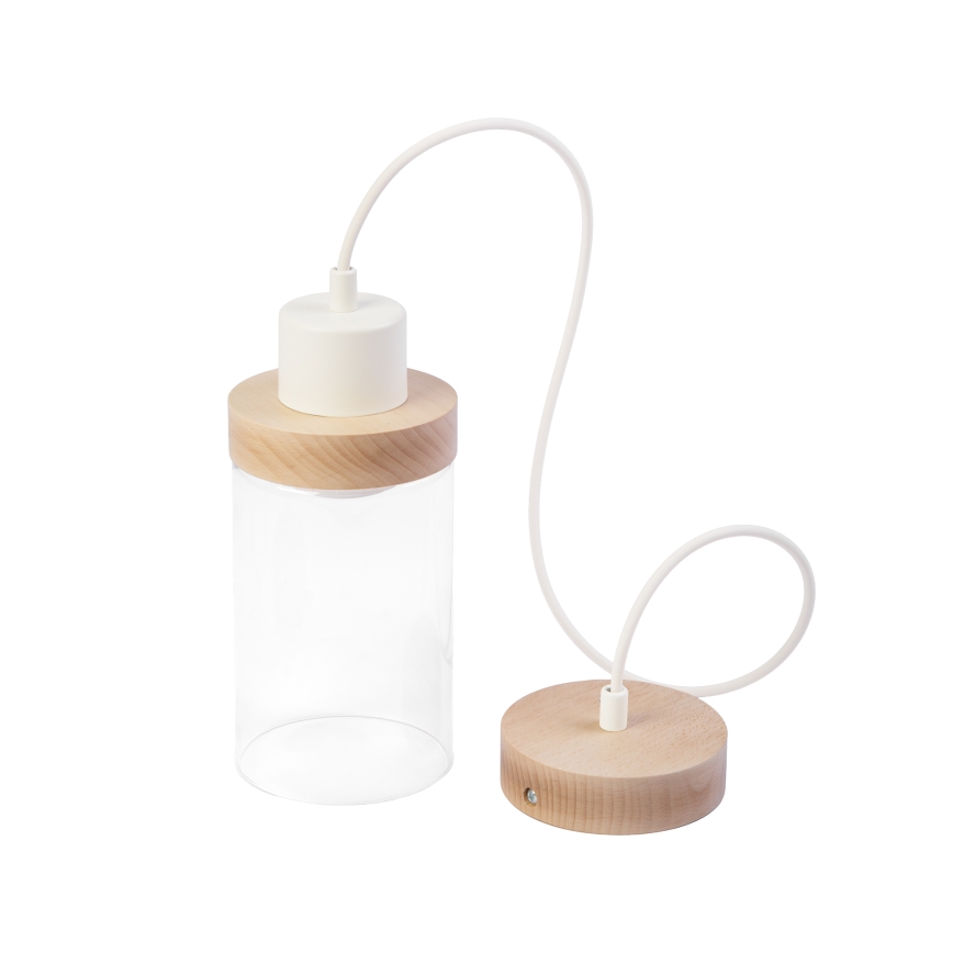 Luster na lanku WOODNEST 1xE27/15W/230V borovica/krémová
