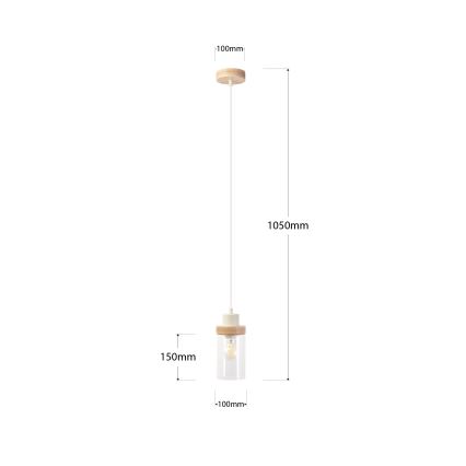 Luster na lanku WOODNEST 1xE27/15W/230V borovica/krémová