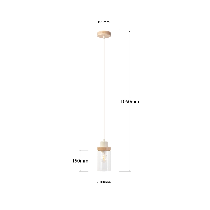Luster na lanku WOODNEST 1xE27/15W/230V borovica/krémová