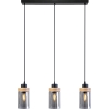 Luster na lanku WOODNEST 3xE27/15W/230V borovica/dymovo čierna
