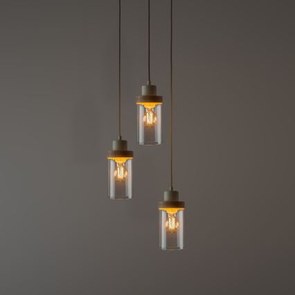 Luster na lanku WOODNEST 3xE27/15W/230V borovica/krémová