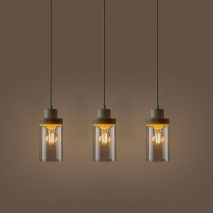 Luster na lanku WOODNEST 3xE27/15W/230V borovica/krémová