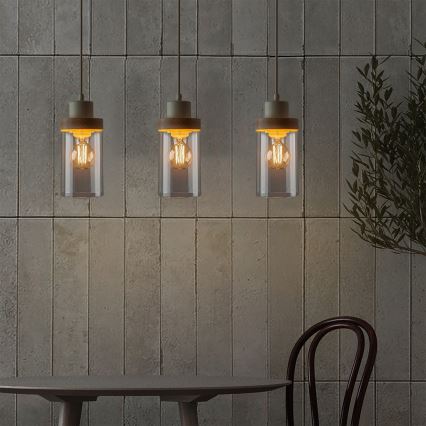 Luster na lanku WOODNEST 3xE27/15W/230V borovica/krémová