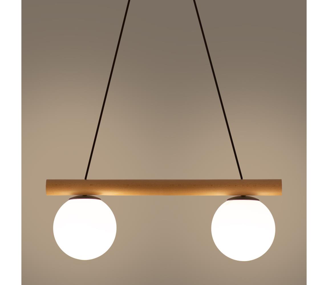 Luster na lanku WOODSTOCK 2xE27/15W/230V drevo/čierna W-KM 8020/2 BK+SOSNA