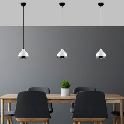 Luster na lanku YILDO 1xE27/40W/230V biela/čierna