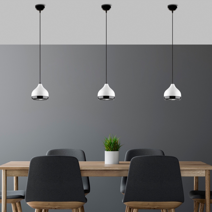 Luster na lanku YILDO 1xE27/40W/230V biela/čierna