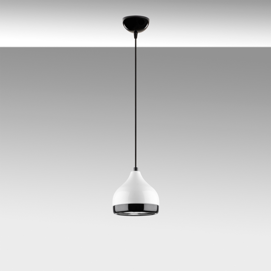 Luster na lanku YILDO 1xE27/40W/230V biela/čierna
