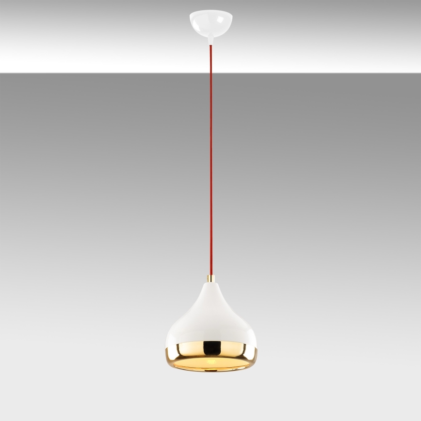 Luster na lanku YILDO 1xE27/40W/230V biela/zlatá/červená