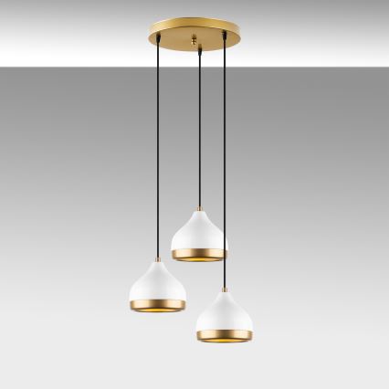 Luster na lanku YILDO 3xE27/40W/230V biela/zlatá