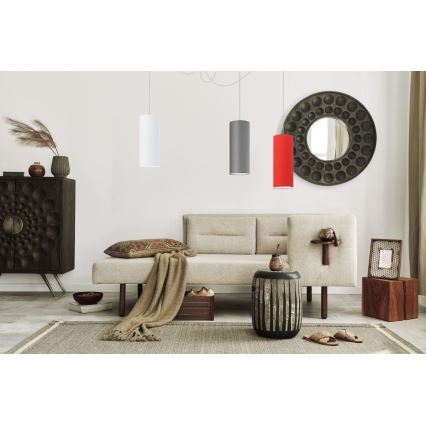 Luster na lanku ZIK 3xE27/40W/230V biela/šedá/červená