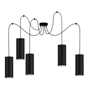 Luster na lanku ZIK 5xE27/40W/230V pavúk čierna