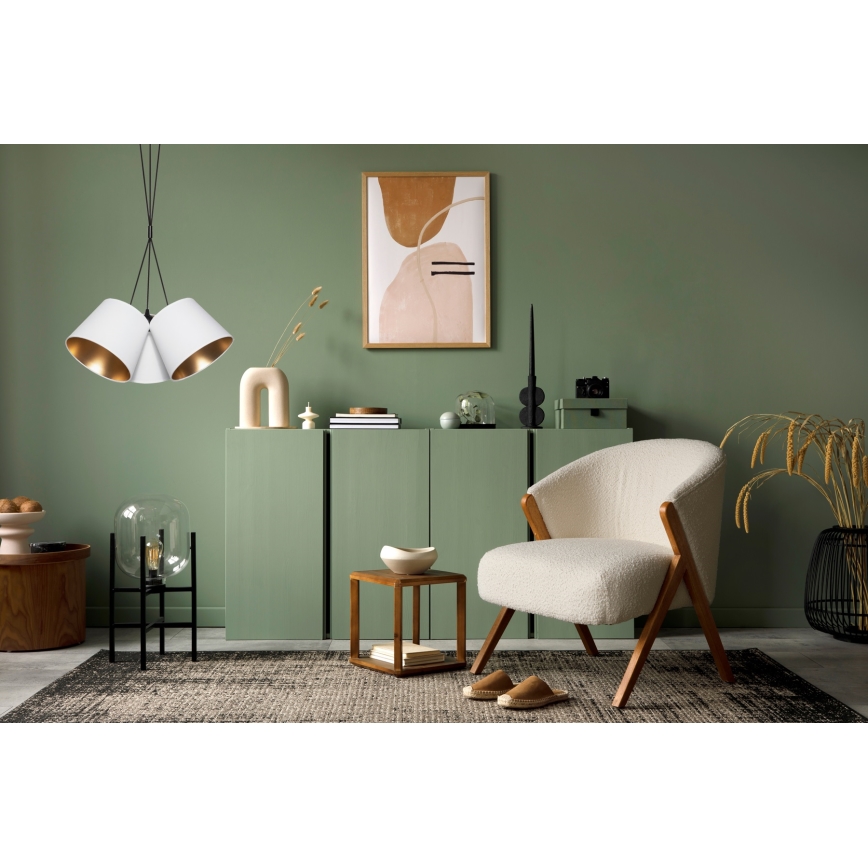 Luster na lanku ZOMA 3xE27/60W/260V biela/medená
