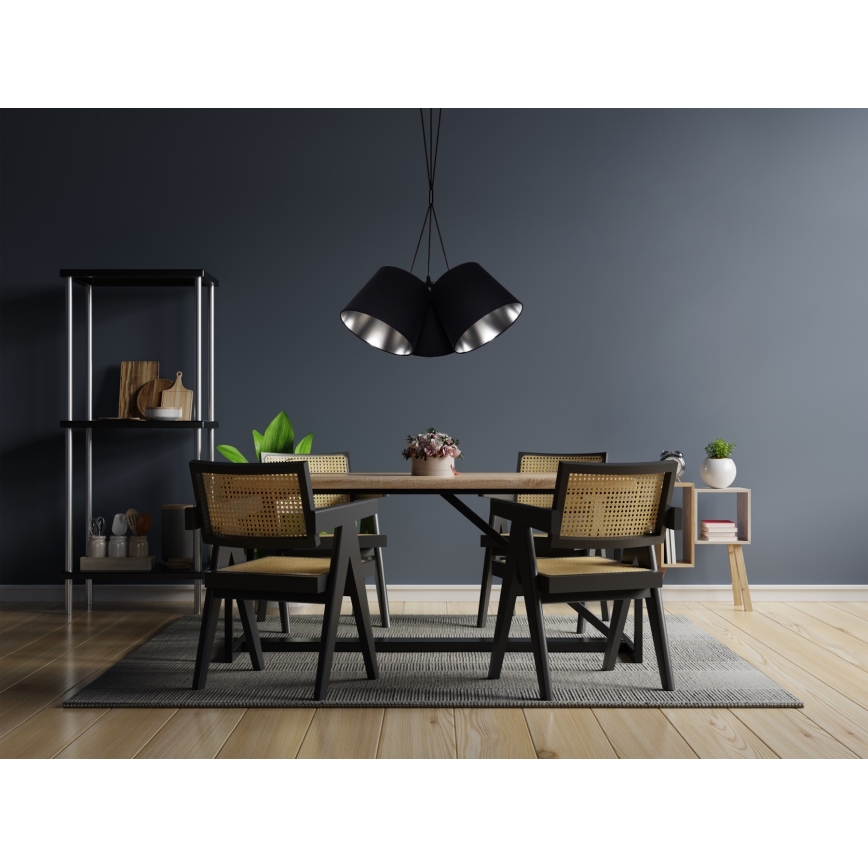 Luster na lanku ZOMA 3xE27/60W/260V čierna/lesklý chróm
