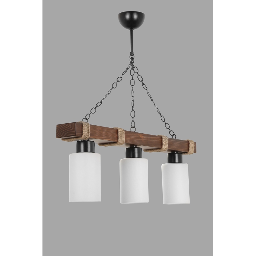 Luster na reťazci JASMIN 3xE27/40W/230V hnedá/biela
