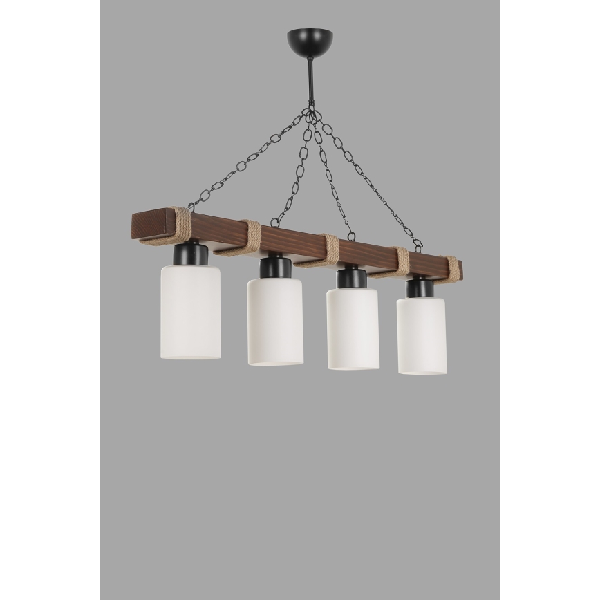 Luster na reťazci JASMIN 4xE27/40W/230V hnedá/biela