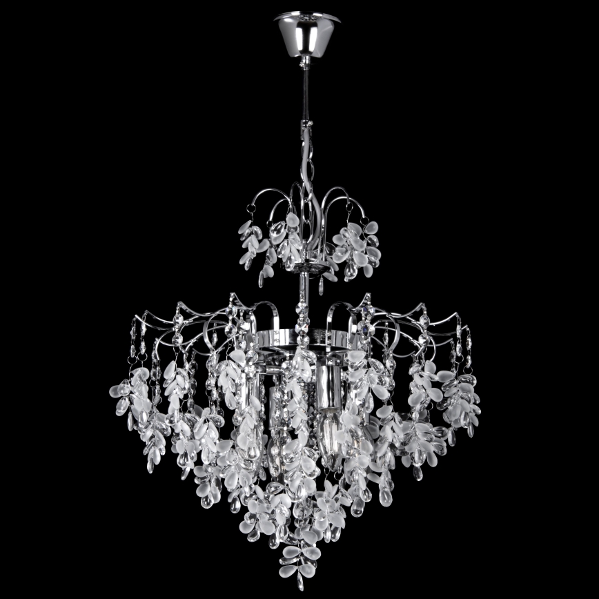 Luster na reťazi 4xE14/60W/230V pr. 40 cm lesklý chróm