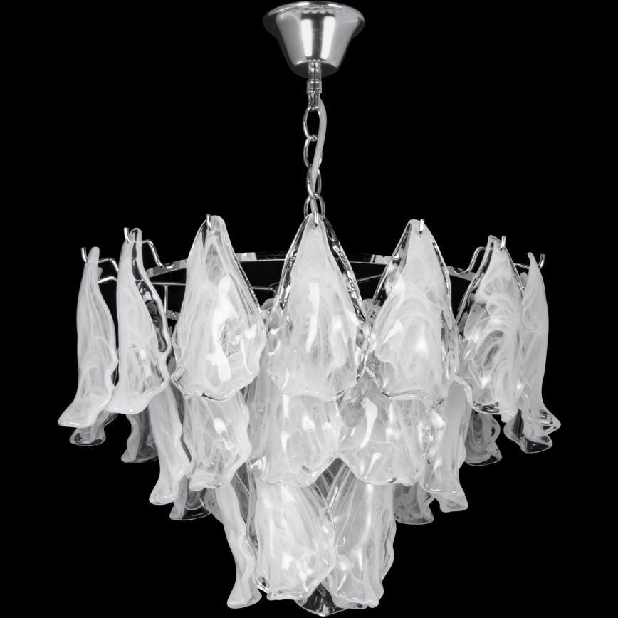Luster na reťazi 4xE27/60W/230V pr. 40 cm lesklý chróm/biela