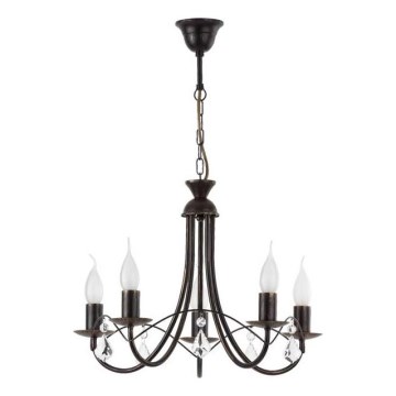 Luster na reťazi ANGELIKA 5xE14/10W/230V čierny