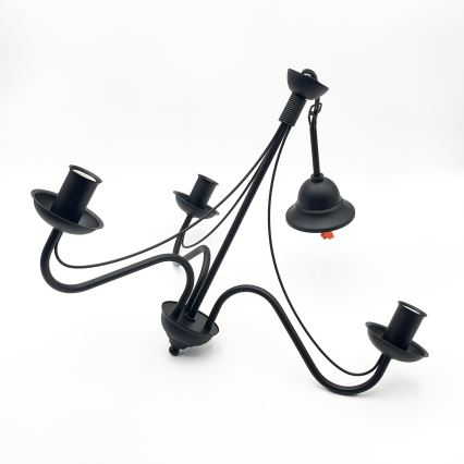 Luster na reťazi ANTON 3xE14/15W/230V čierny