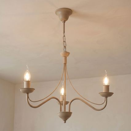 Luster na reťazi ANTON 3xE14/60W/230V béžový
