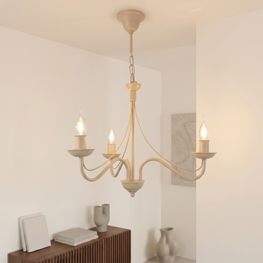 Luster na reťazi ANTON 3xE14/60W/230V béžový