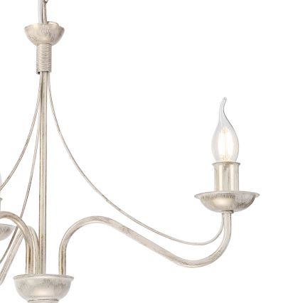 Luster na reťazi ANTON 3xE14/60W/230V biela patina