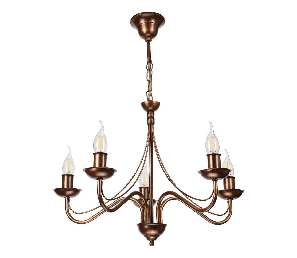 Luster na reťazi ANTON 5xE14/15W/230V bronzový LM-5.294/BRĄZ