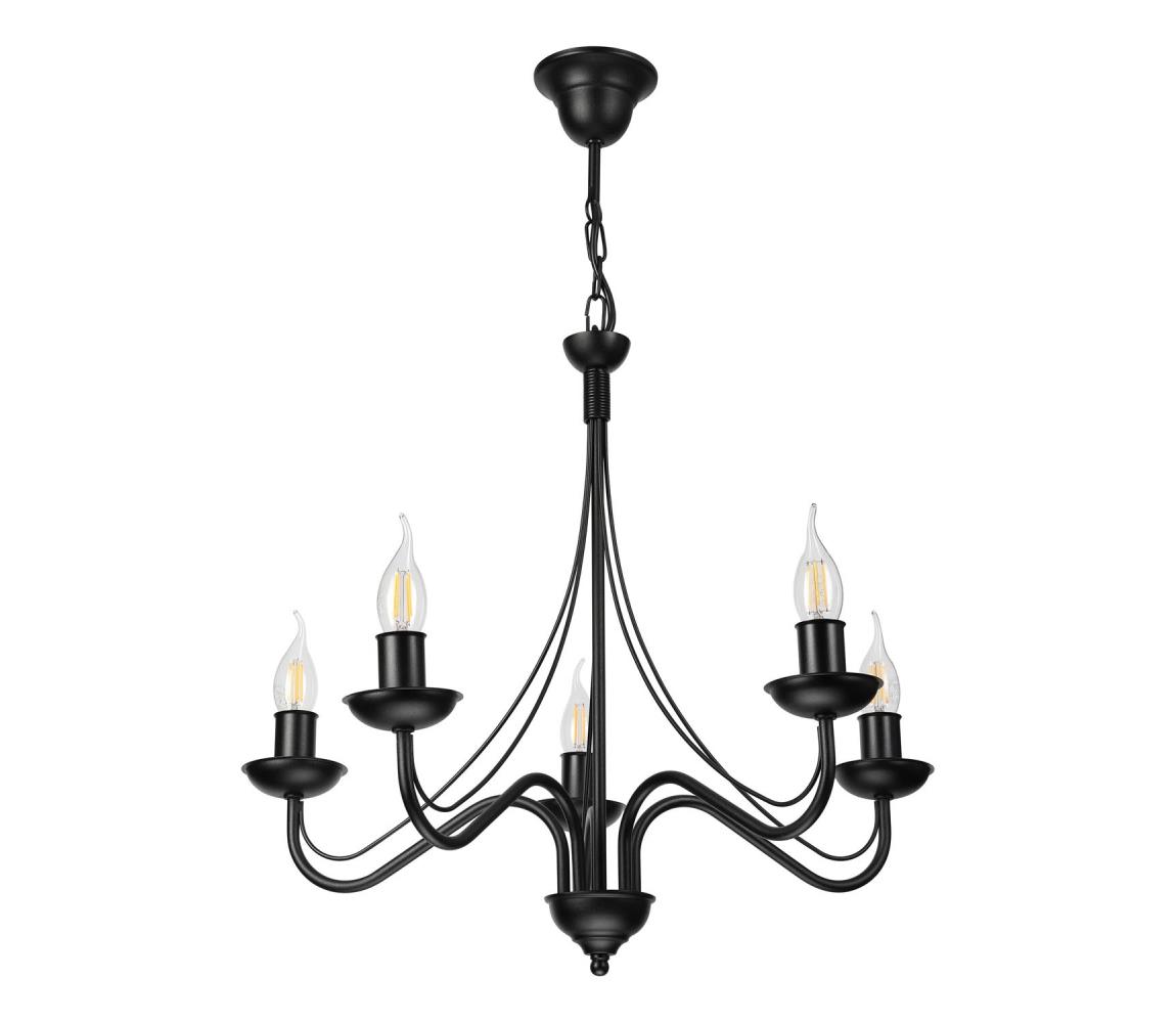 Luster na reťazi ANTON 5xE14/15W/230V čierny LM-5.294/CZARNY