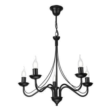 Luster na reťazi ANTON 5xE14/15W/230V čierny