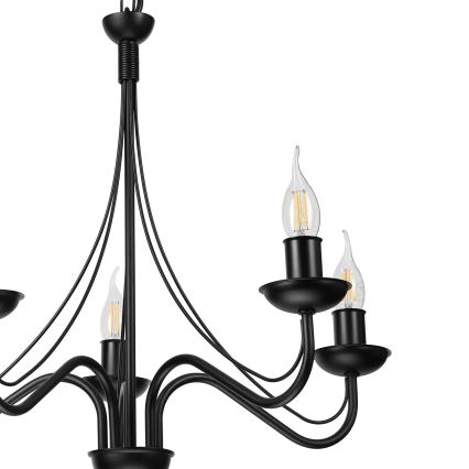Luster na reťazi ANTON 5xE14/15W/230V čierny