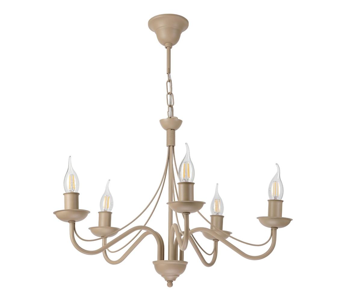 Luster na reťazi ANTON 5xE14/60W/230V béžová LM-5.294/BEŻ