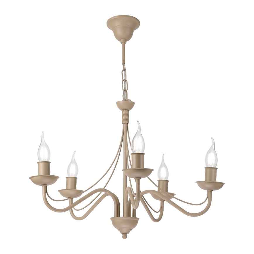 Luster na reťazi ANTON 5xE14/60W/230V béžová