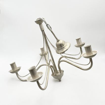Luster na reťazi ANTON 5xE14/60W/230V biela patina