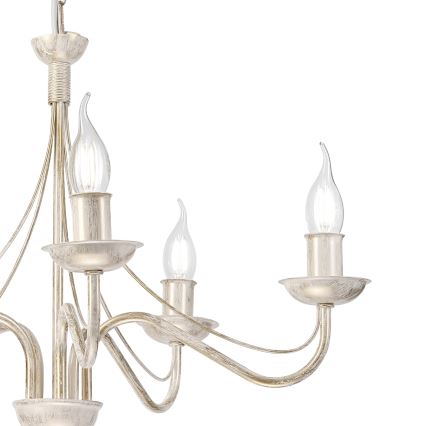 Luster na reťazi ANTON 5xE14/60W/230V biela patina