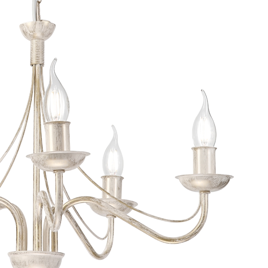 Luster na reťazi ANTON 5xE14/60W/230V biela patina