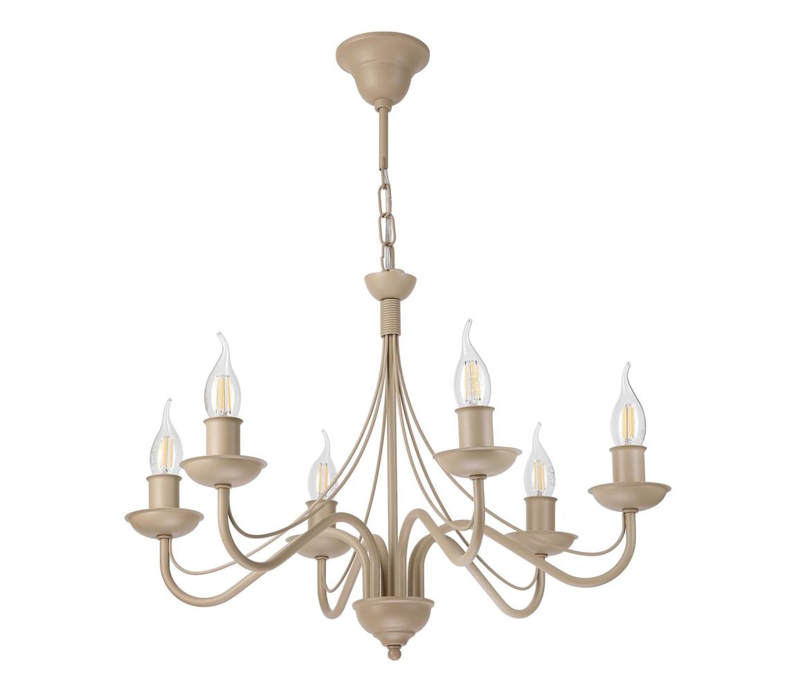 Luster na reťazi ANTON 6xE14/60W/230V béžový LM-6.294/BEŻ