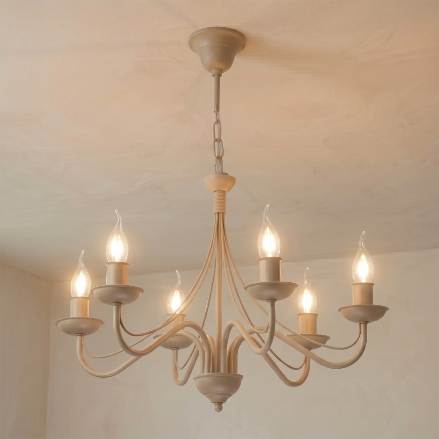 Luster na reťazi ANTON 6xE14/60W/230V béžový