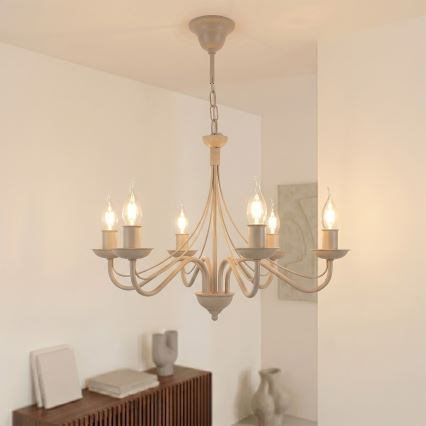 Luster na reťazi ANTON 6xE14/60W/230V béžový